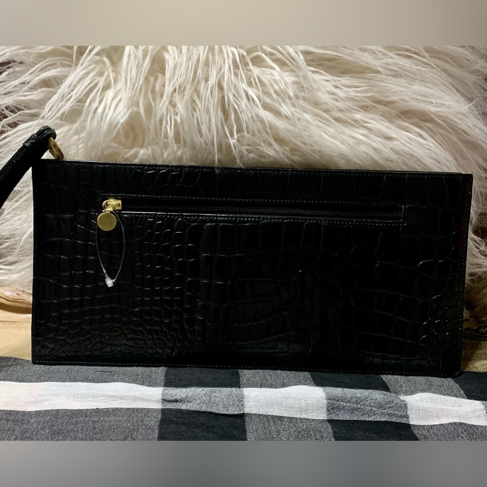 💎 clutch bag anne klein 2 💎Crocodile Print 💎Crocodile texture 💎black💎New💎#